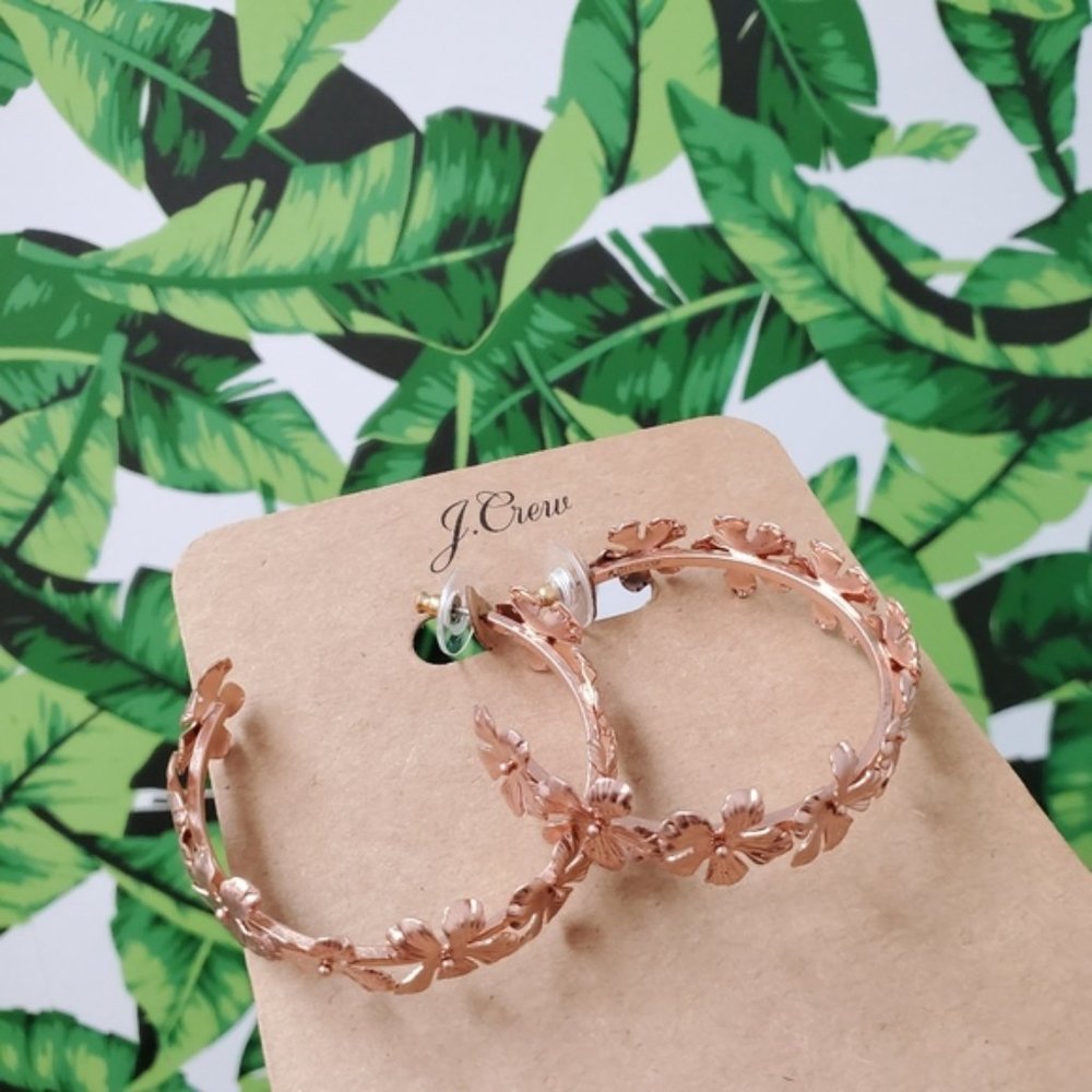 J.Crew Rose Gold Plumeria Flower Hoop - Picture 4 of 4